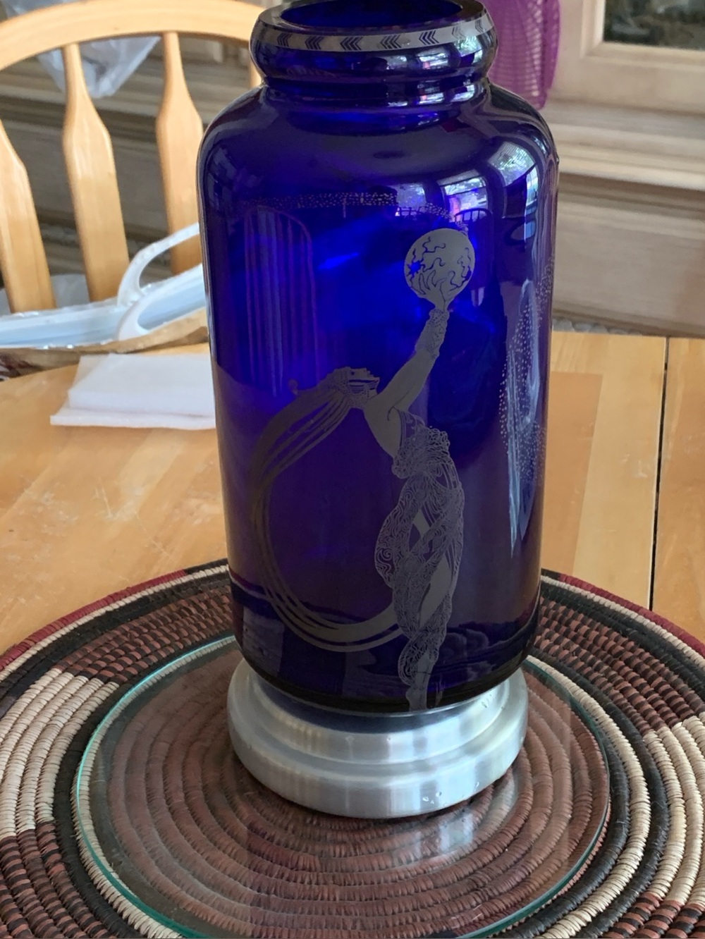 Vintage "Fireflies" Cobalt Blue Glass Vase